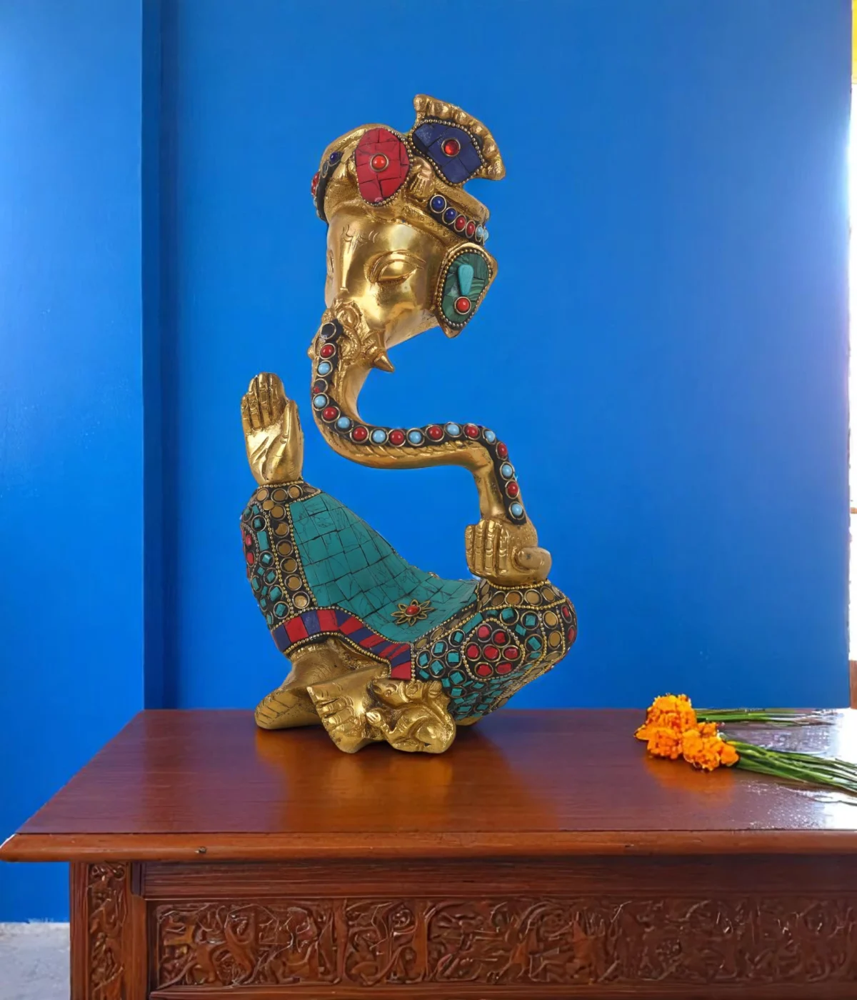 Vastu Shastra Brass Lord Ganesha- 𝗥𝗲𝗺𝗼𝘃𝗲𝗿 𝗼𝗳 𝗢𝗯𝘀𝘁𝗮𝗰𝗹𝗲𝘀- 𝟯 𝗸𝗴 - Image 3