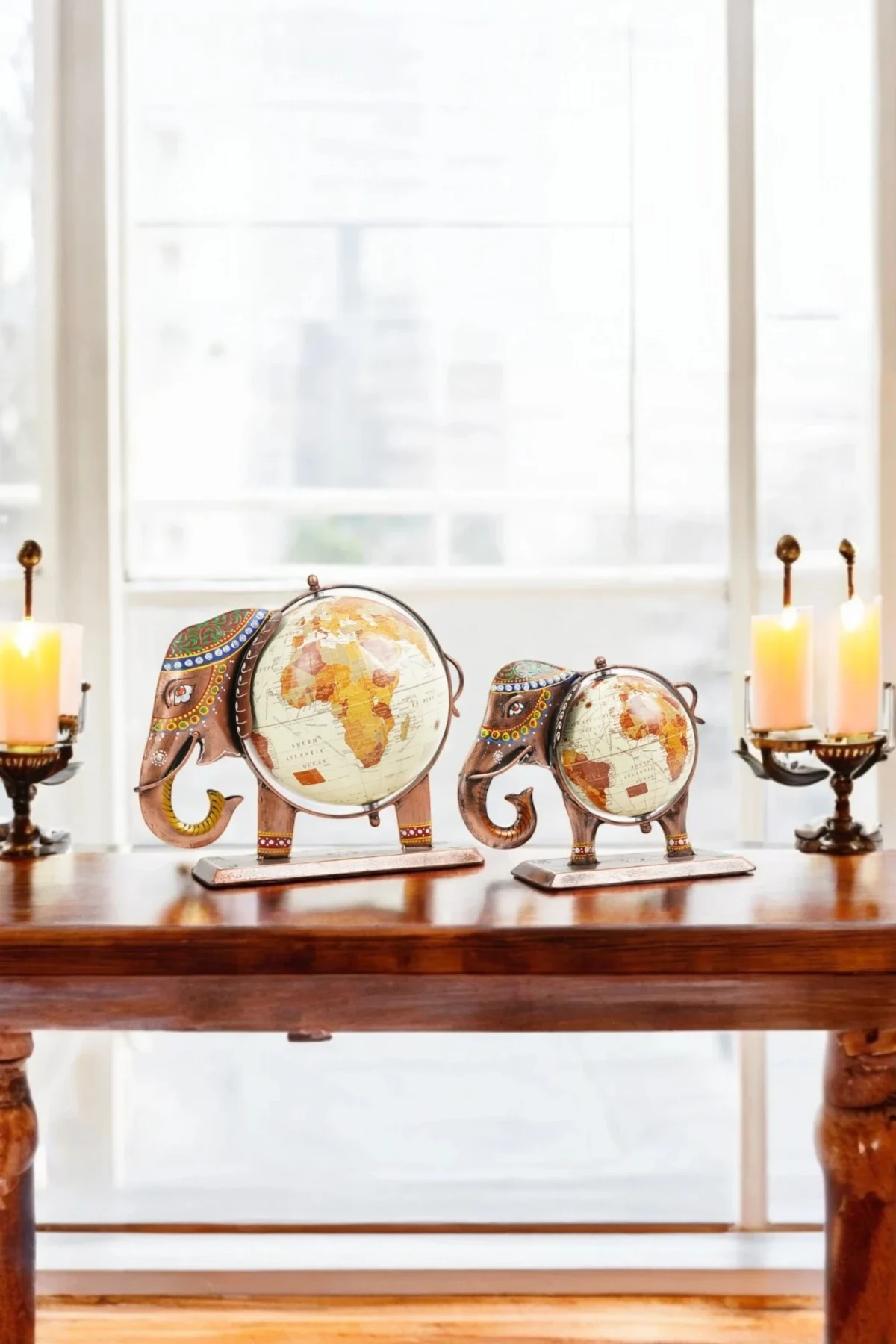 Heritage Elephant Globe Decor- Set of 2 - Image 2