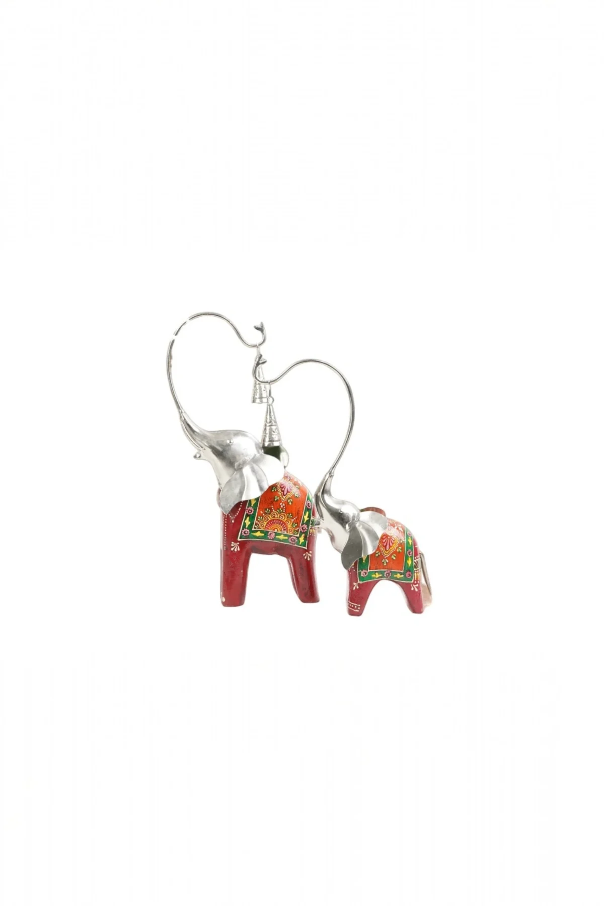 Wooden Trunk Up Elephant With Bell - Image 3