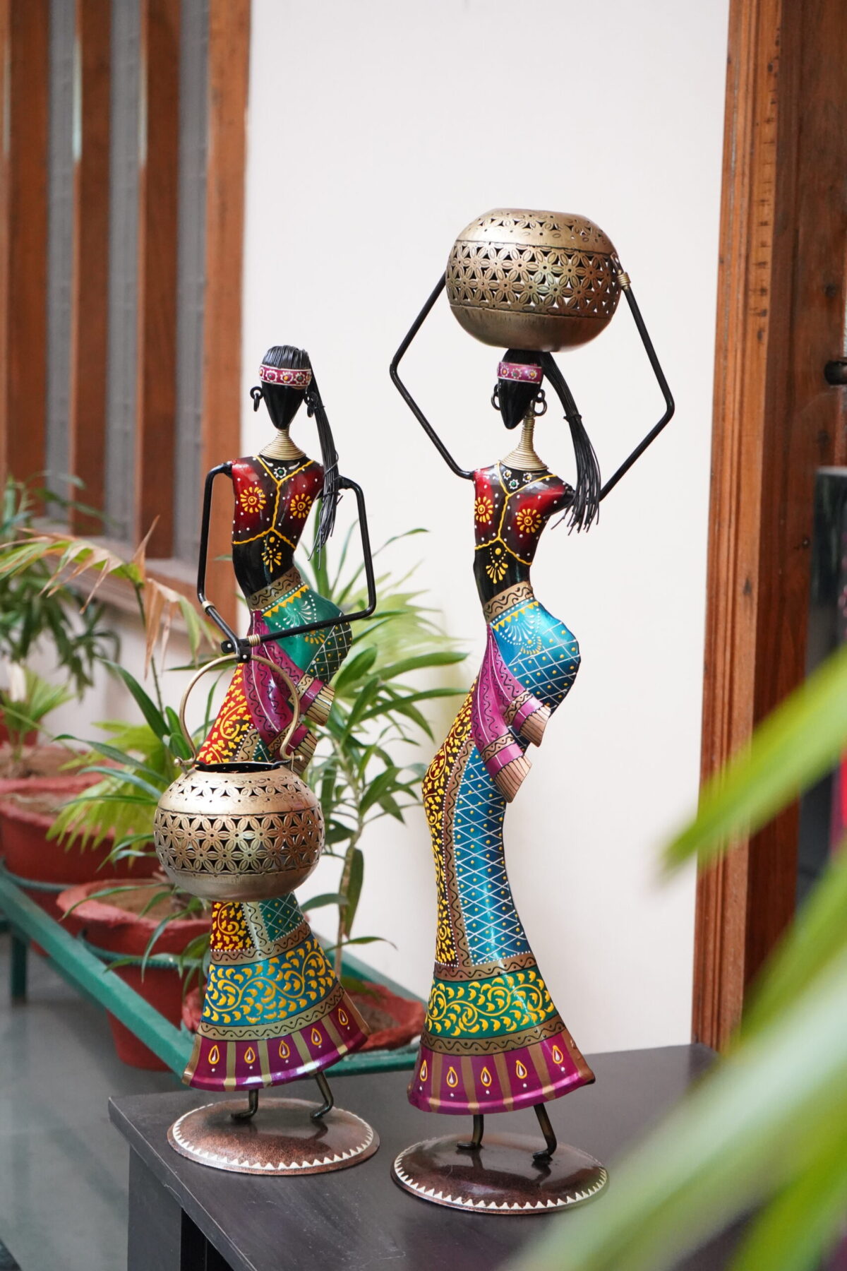 Handcrafted Heritage Iron Dolls Handi T Lite On Head- Dhokra - Image 4