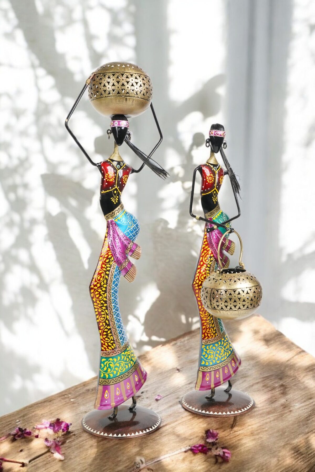 Handcrafted Heritage Iron Dolls Handi T Lite On Head- Dhokra - Image 2