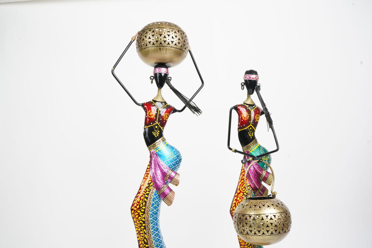 Handcrafted Heritage Iron Dolls Handi T Lite On Head- Dhokra - Image 3