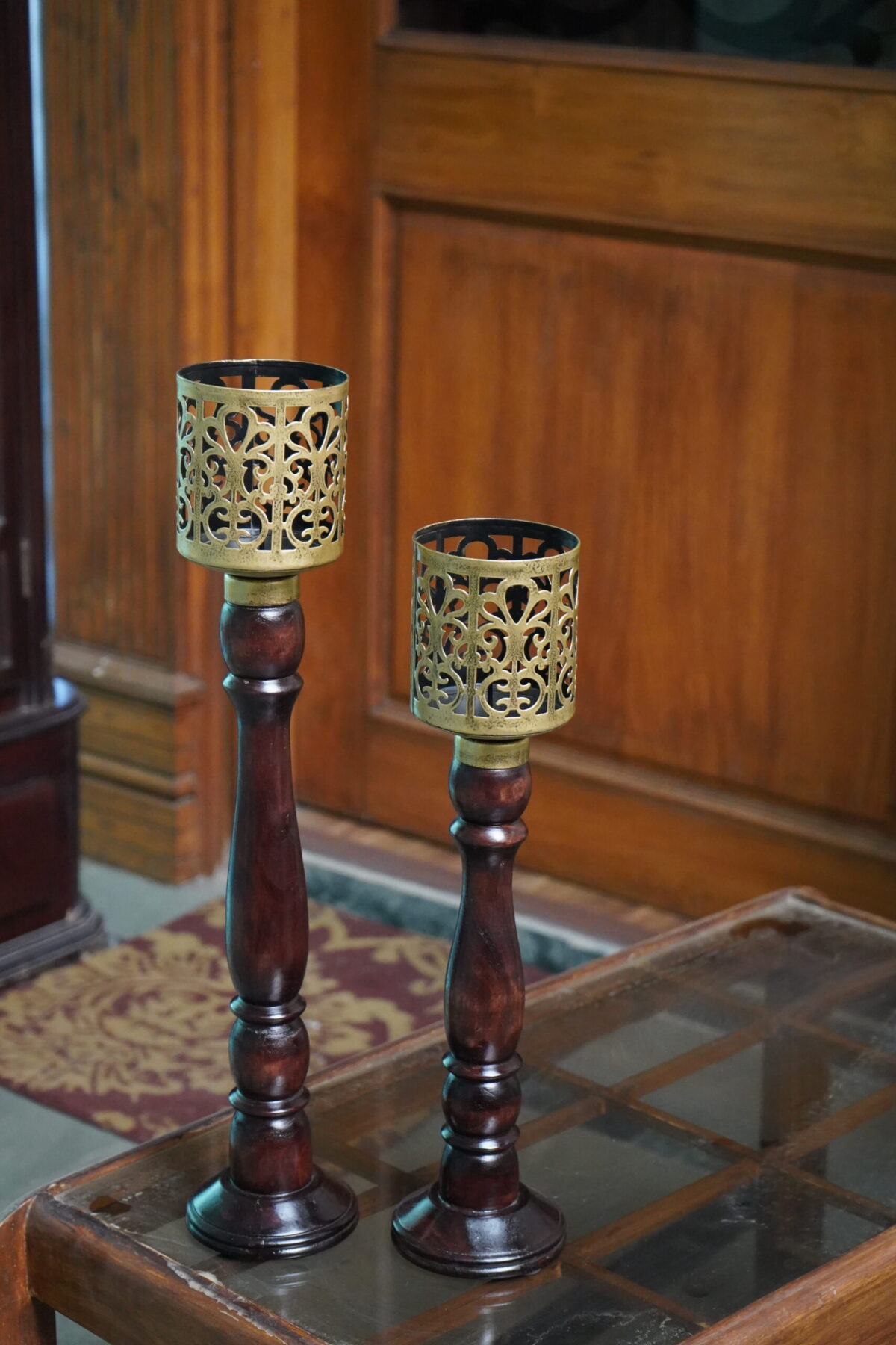 Wooden Iron Candle Stand - Image 4