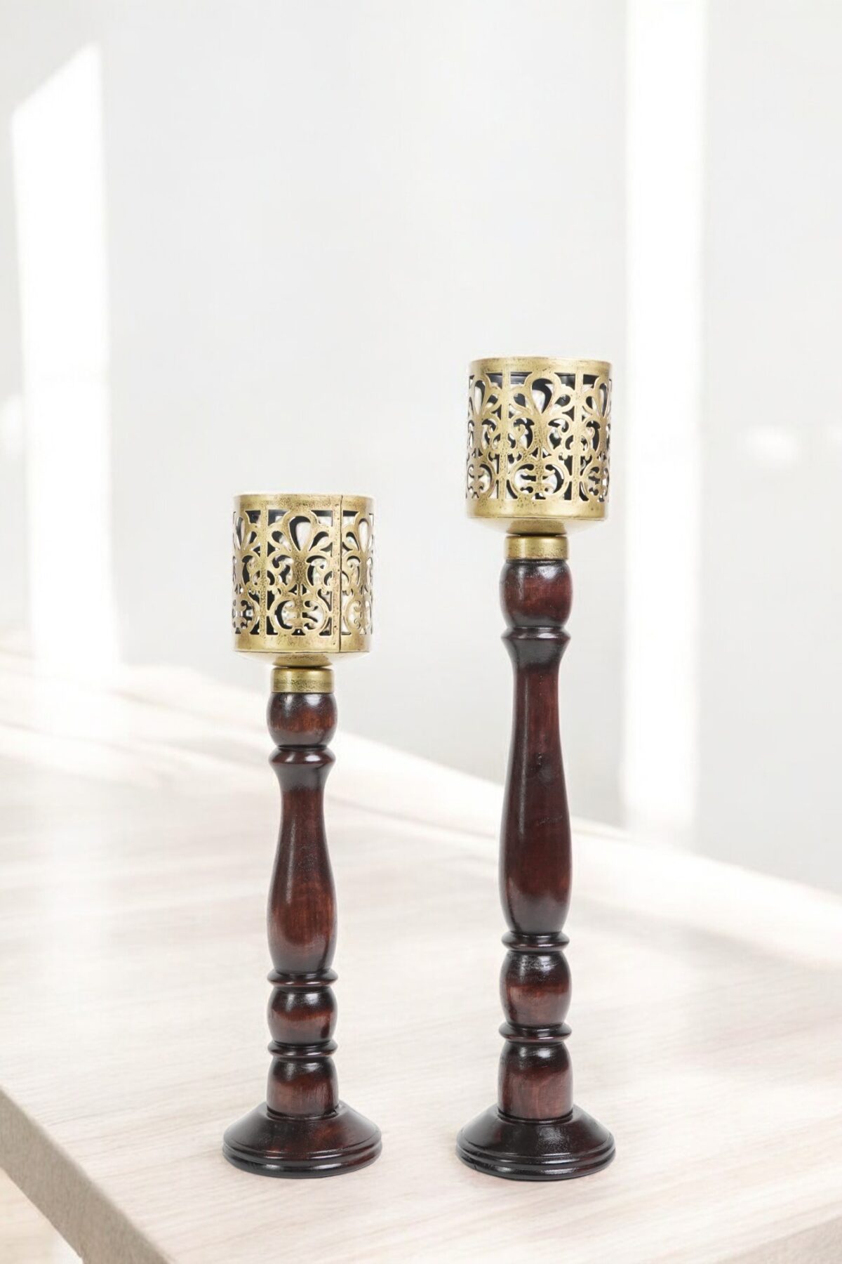 Wooden Iron Candle Stand - Image 2