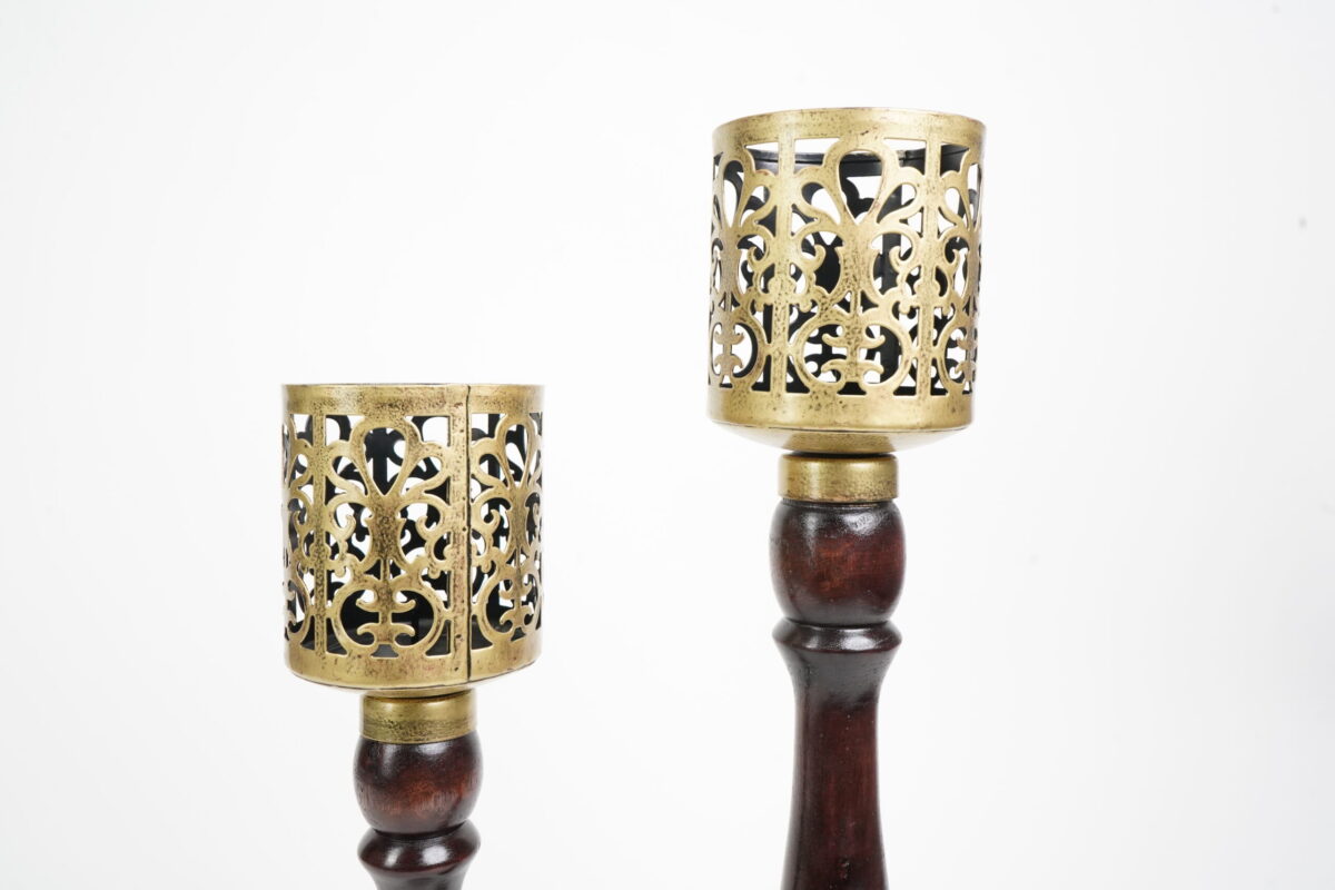 Wooden Iron Candle Stand - Image 3