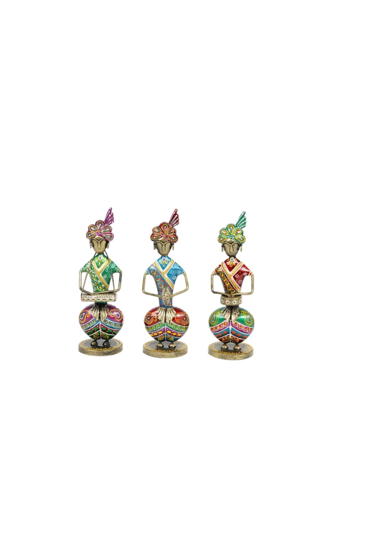 Handcrafted Tribal Musician Set Of 3 - Image 4