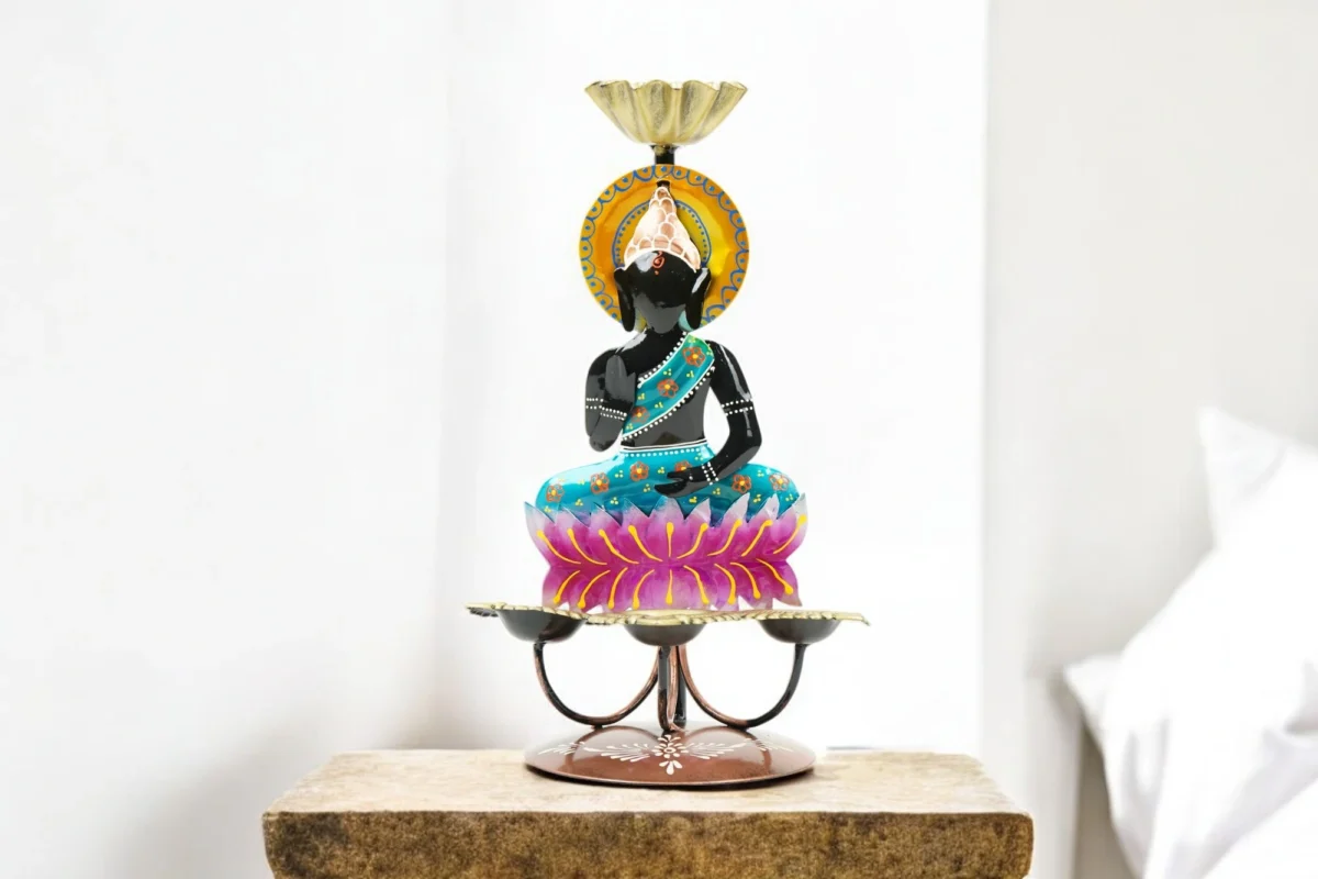 Buddha Lotus Candle Stand - Image 2
