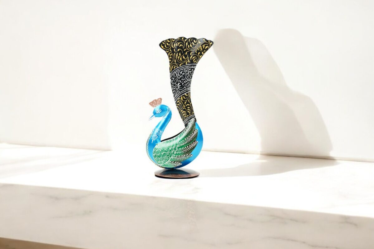Peacock Flower Pot Small (Blue) - Image 3