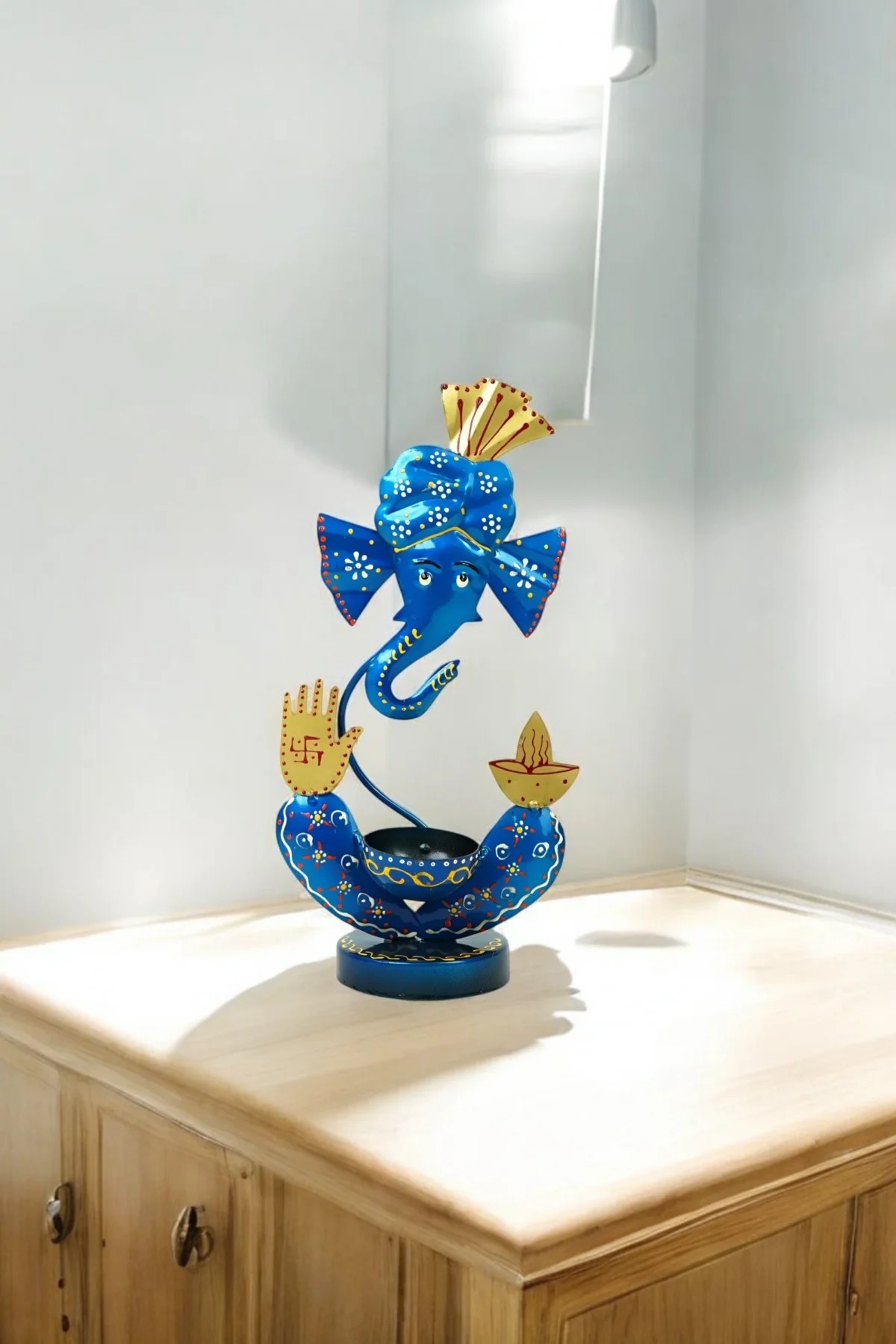 Ganesha Candle Holder -Blue - Image 4