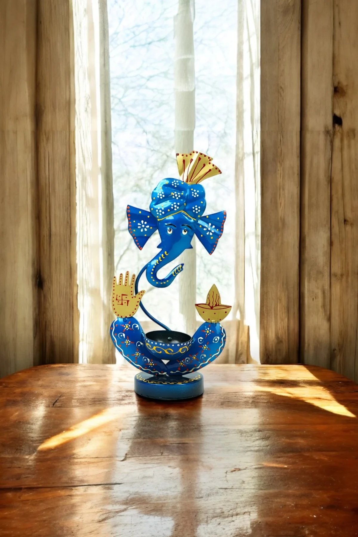 Ganesha Candle Holder -Blue - Image 5
