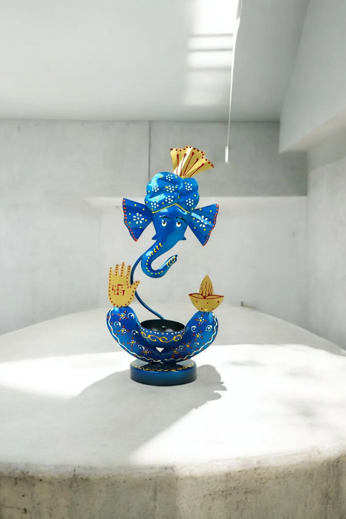 Ganesha Candle Holder -Blue - Image 3