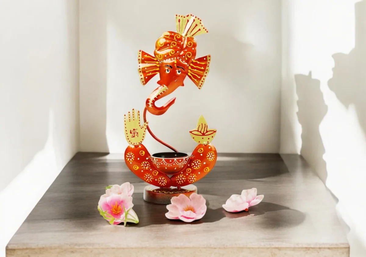 Ganesha Candle Holder- Orange - Image 3