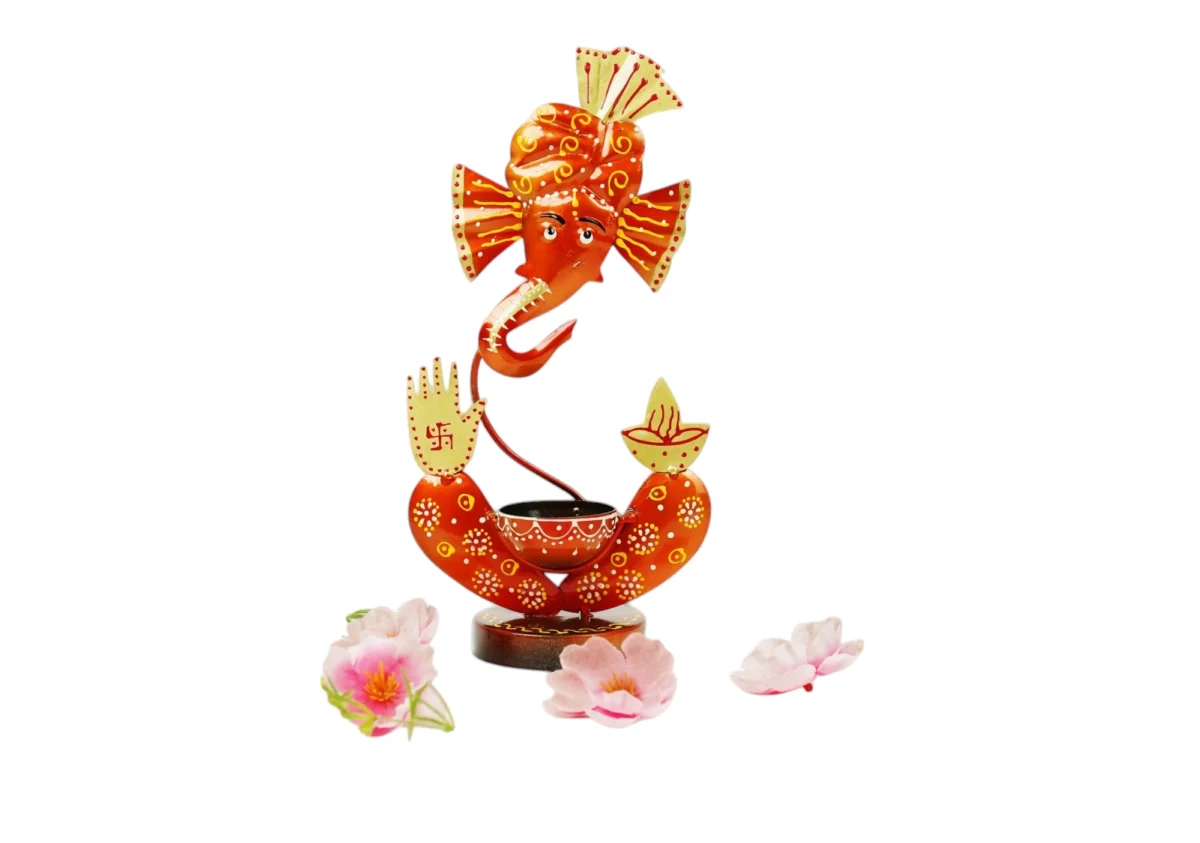 Ganesha Candle Holder- Orange - Image 2