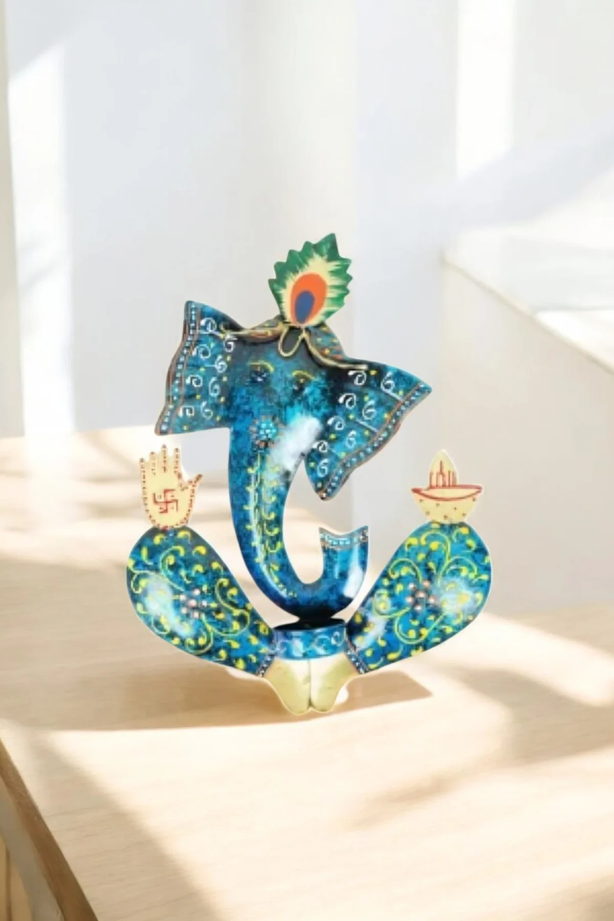 Peacock Crowned Ganesh Diya Holder - Image 4