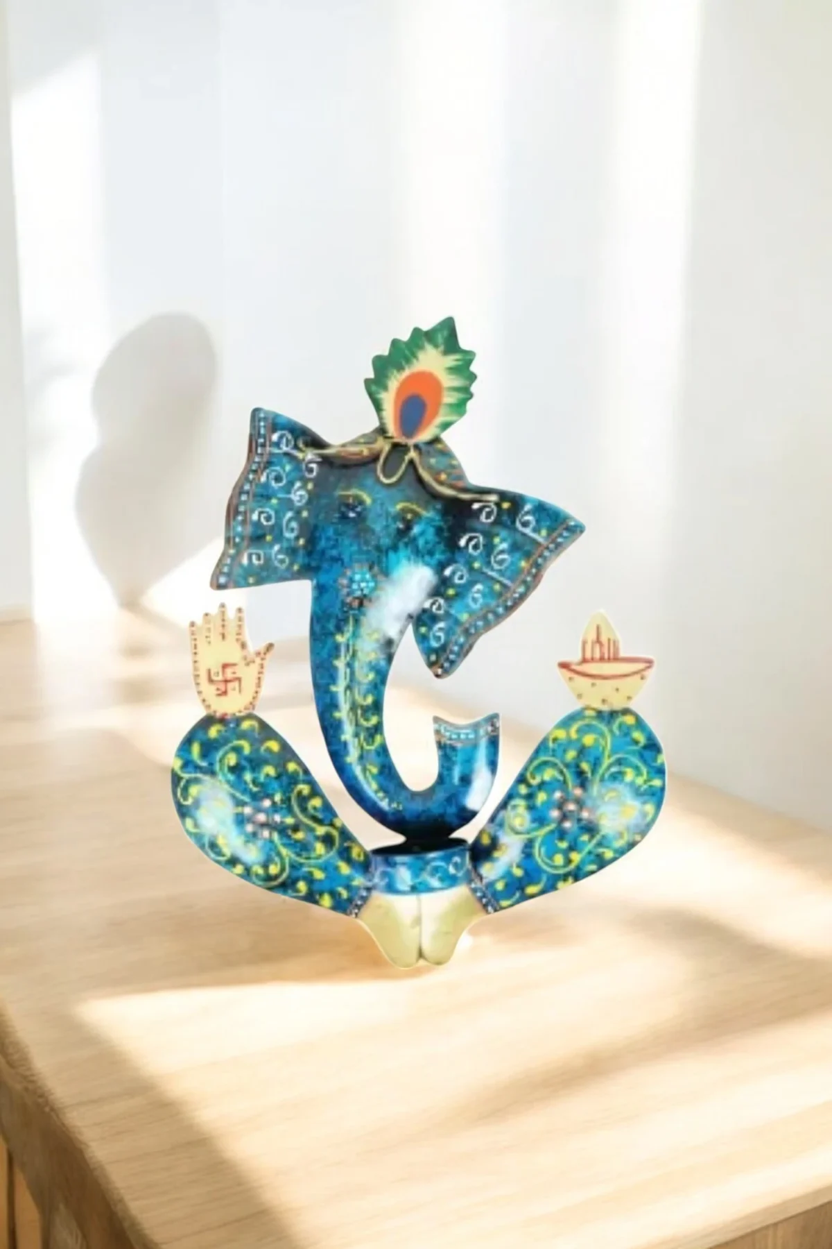 Peacock Crowned Ganesh Diya Holder - Image 3