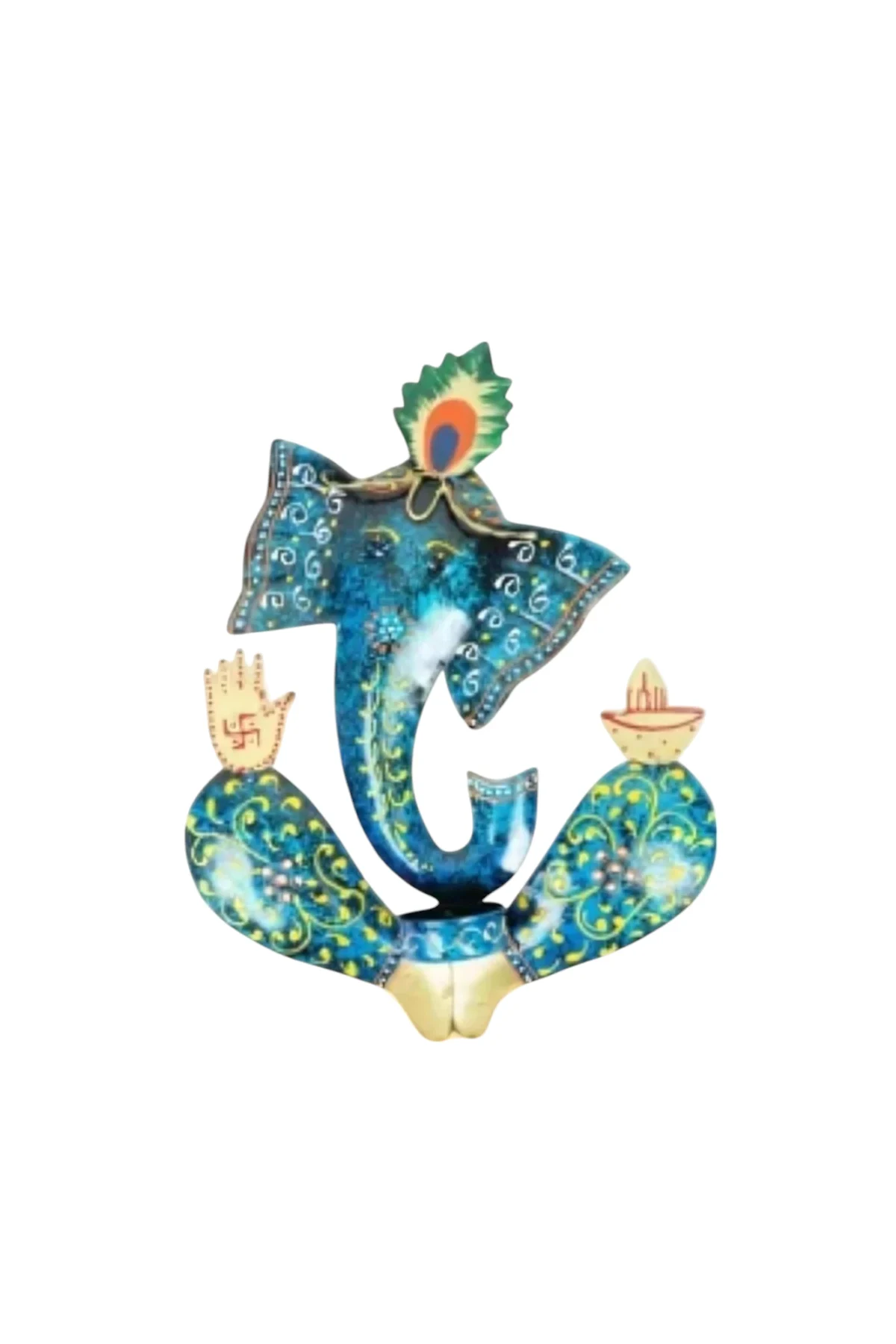 Peacock Crowned Ganesh Diya Holder - Image 2