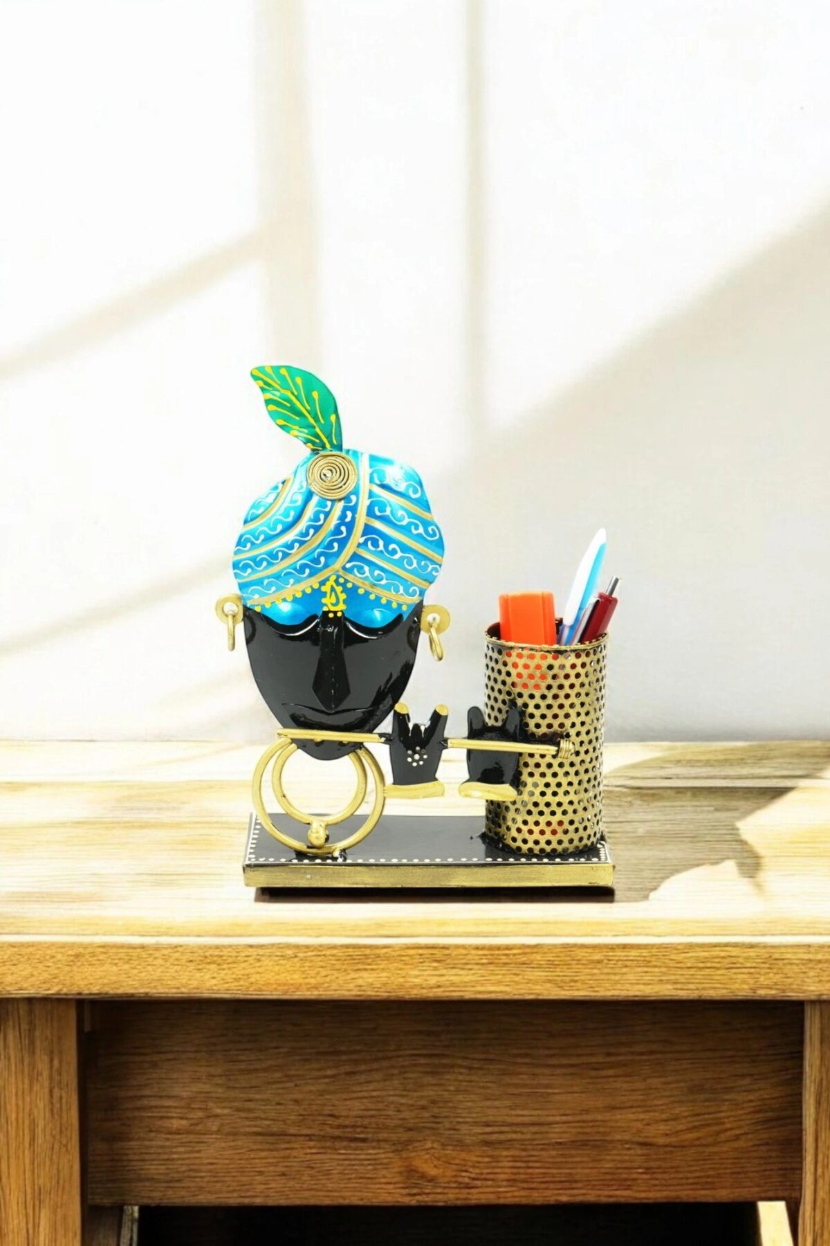 Iron Krishna Face Pen Stand - Image 2