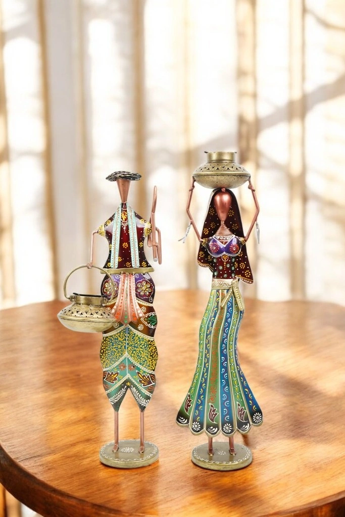 Handcrafted Metal Tribal Couple Figurines