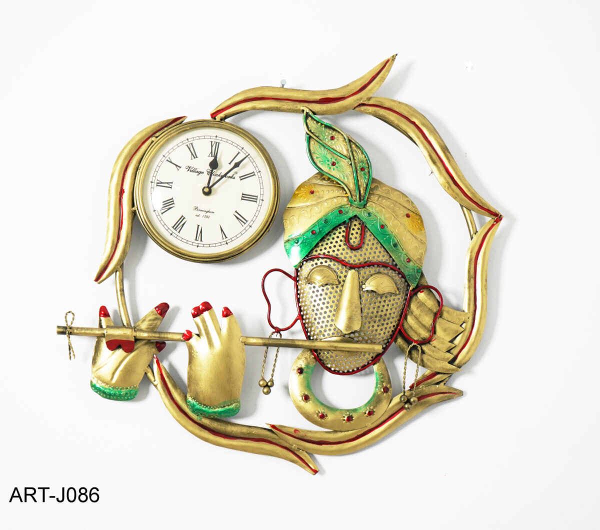 Krishna Playing Basuri With Clock Wall Art - Image 3