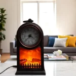 LED Fire Flames Rustic Clock- USB & BATTERY