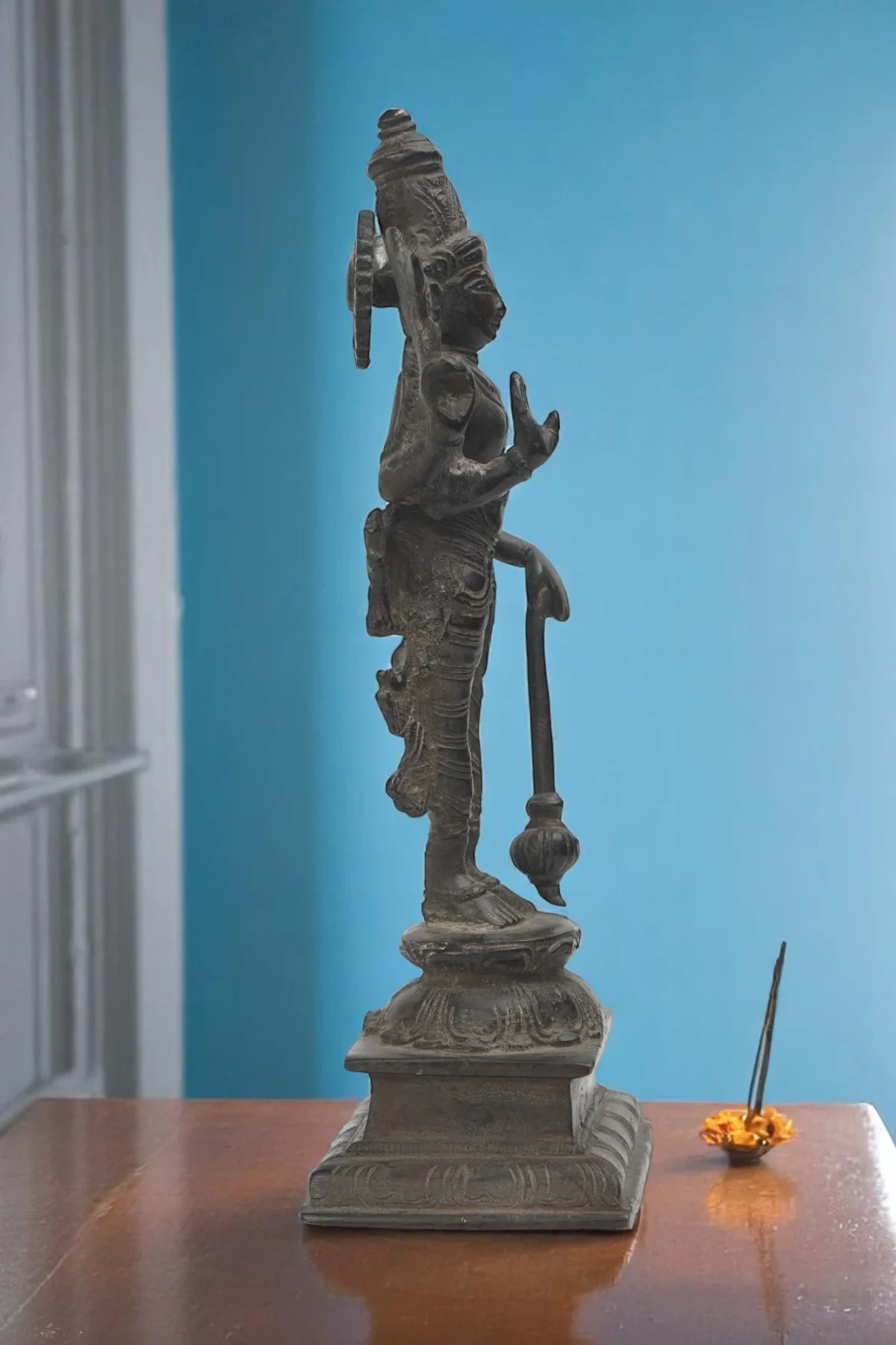 Handcrafted Antique Brass Vishnu/Narayan Statue- 9 inch - Image 4