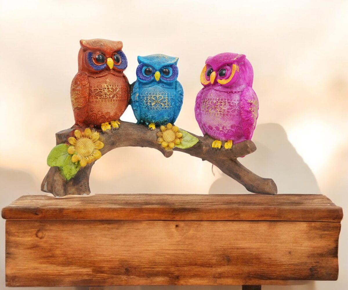 Three Owls Sitting On Stem - Image 2