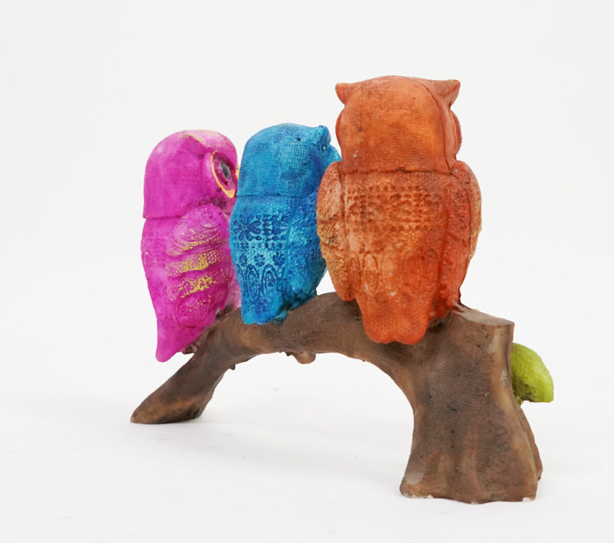 Three Owls Sitting On Stem - Image 5