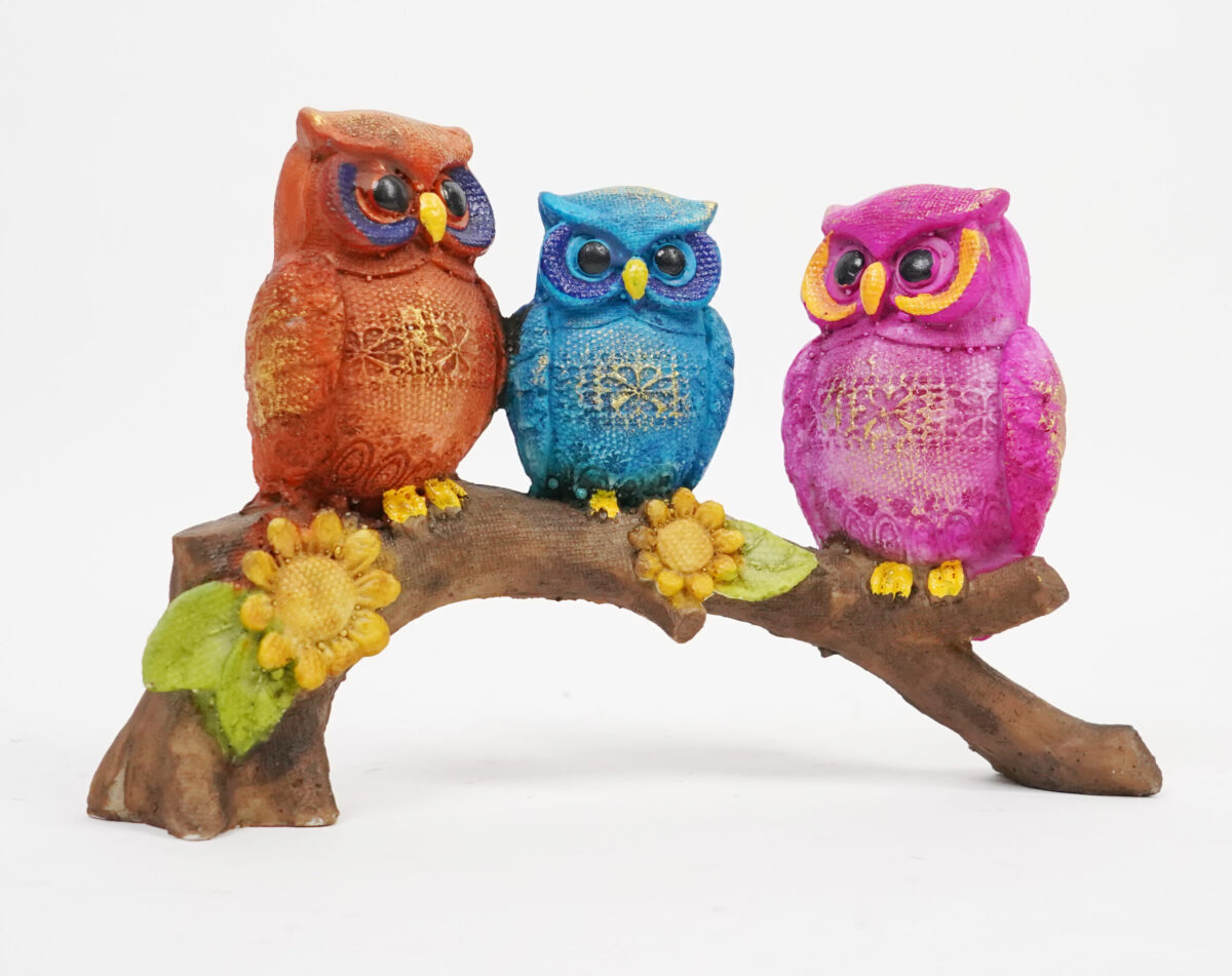 Three Owls Sitting On Stem - Image 4