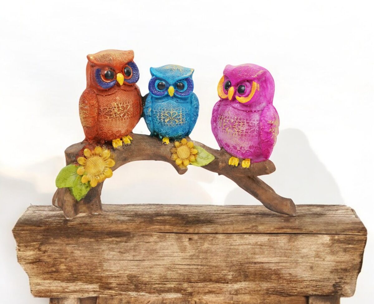 Three Owls Sitting On Stem - Image 3