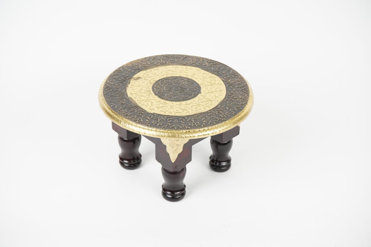 Wooden RND Brass Table SML - Image 5