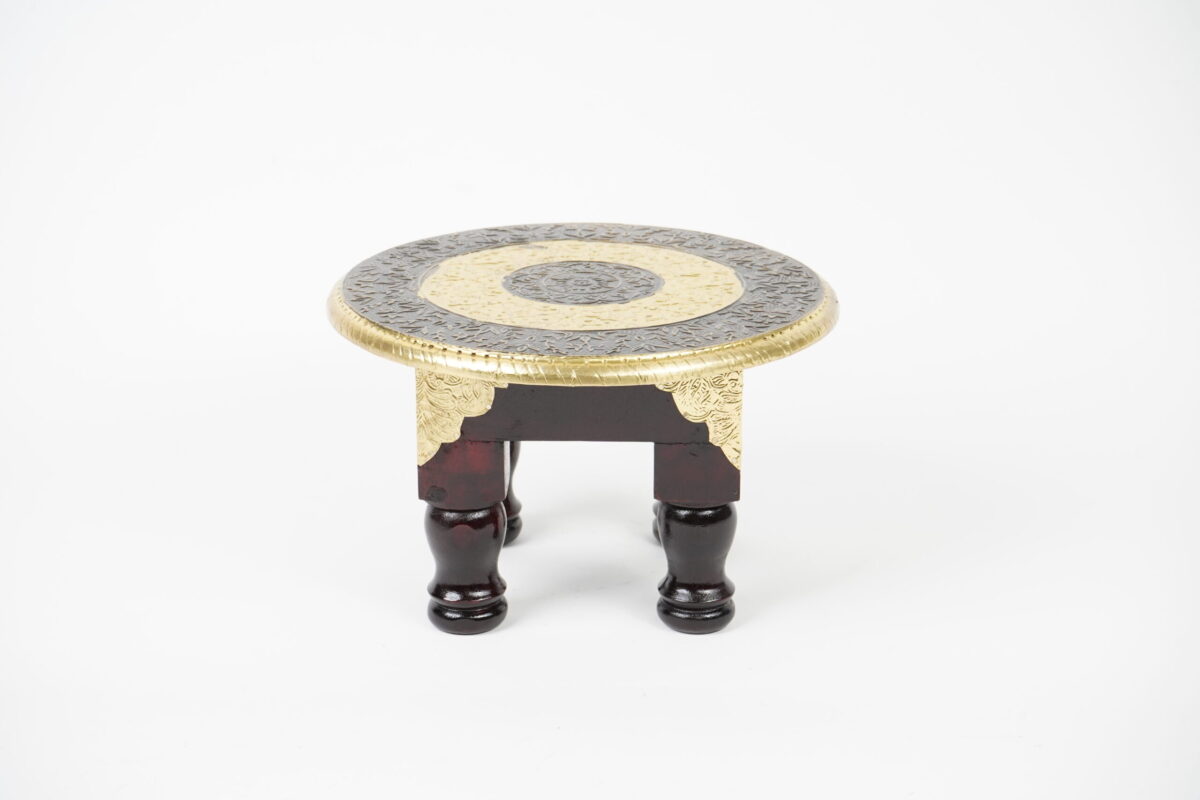 Wooden RND Brass Table SML - Image 4