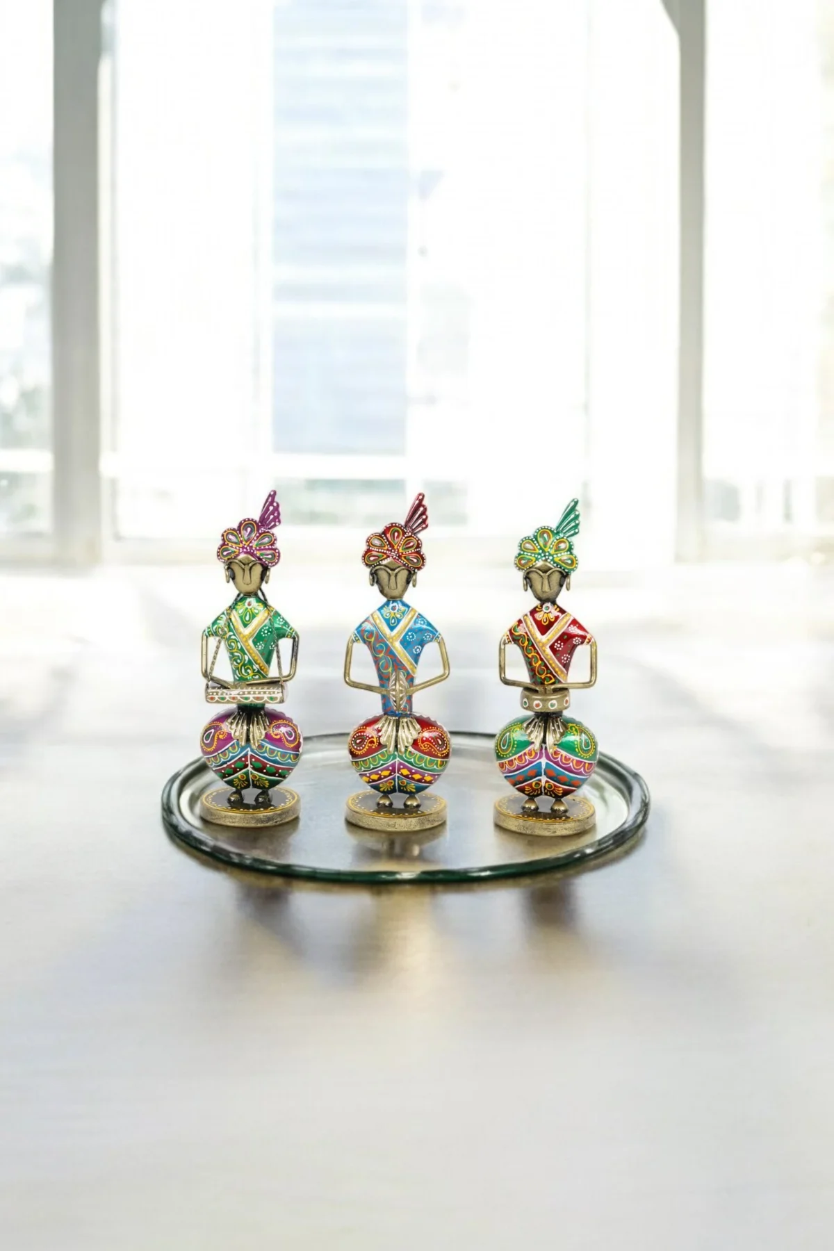 Handcrafted Tribal Musician Set Of 3 - Image 2
