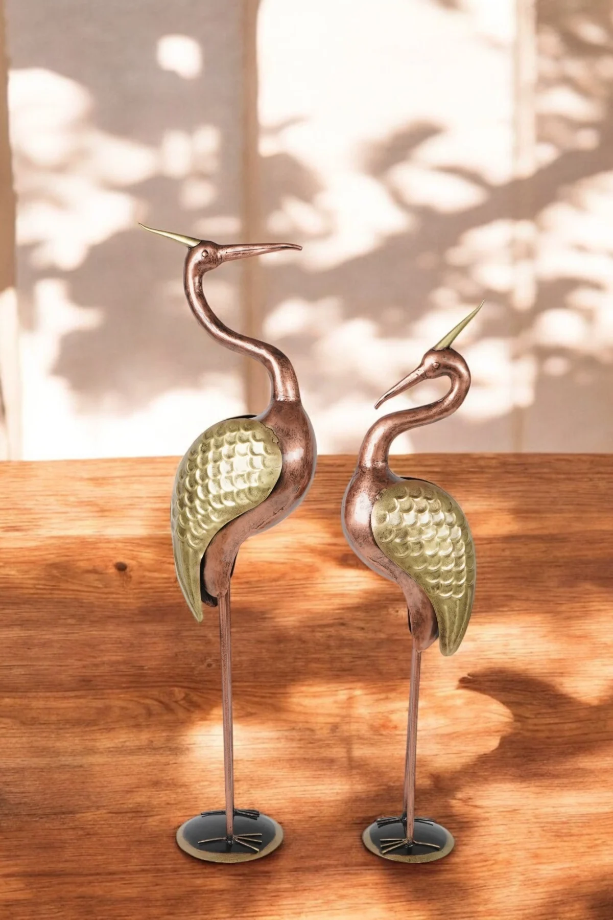 Handcrafted Dhokra Metal Flamingo bird Decor Set - Image 2