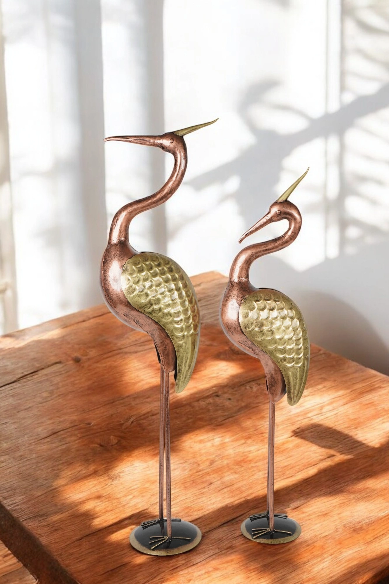 Handcrafted Dhokra Metal Flamingo bird Decor Set