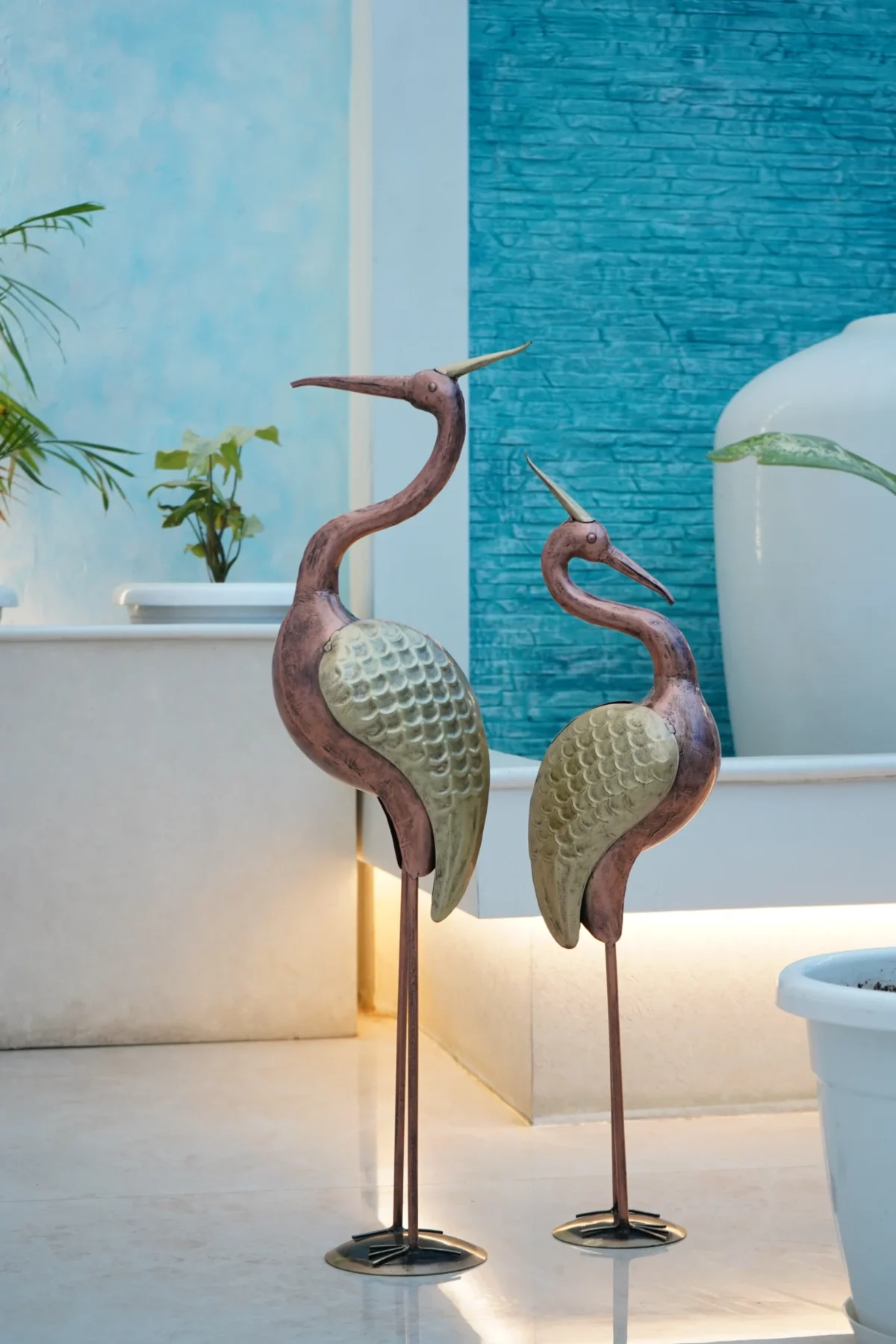 Handcrafted Dhokra Metal Flamingo bird Decor Set - Image 5