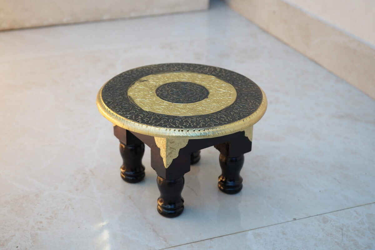 Wooden RND Brass Table SML - Image 3
