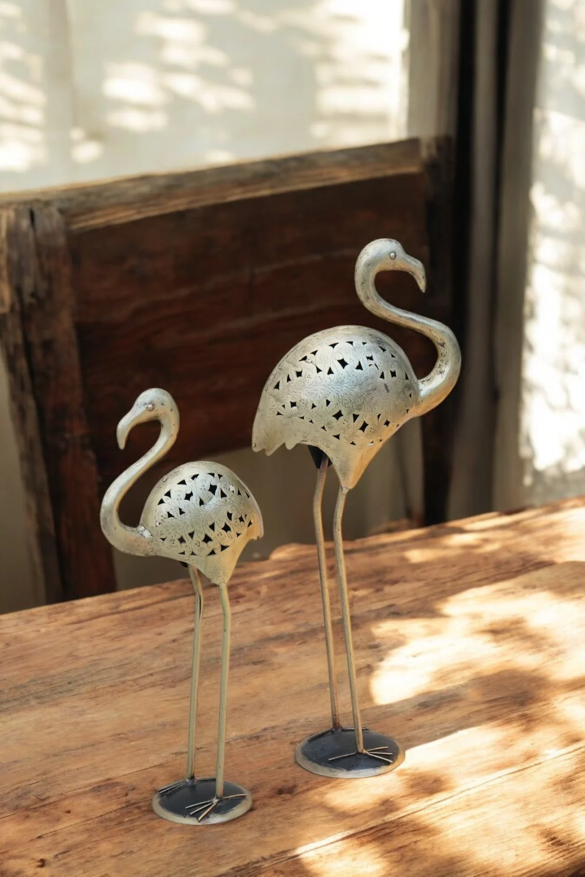 Handcrafted Dhokra Metal Flamingo bird Decor Set - Image 5