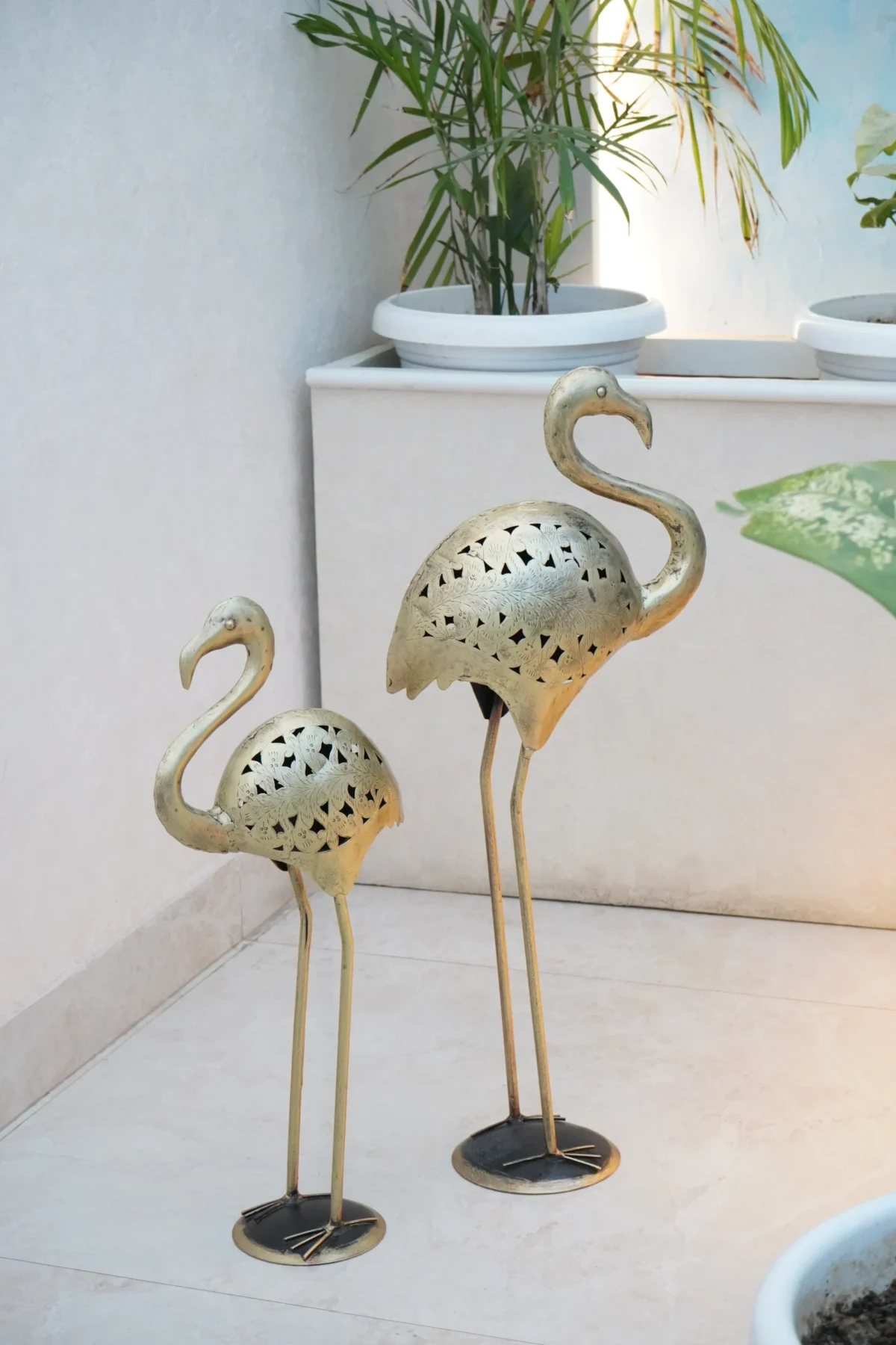 Handcrafted Dhokra Metal Flamingo bird Decor Set - Image 4