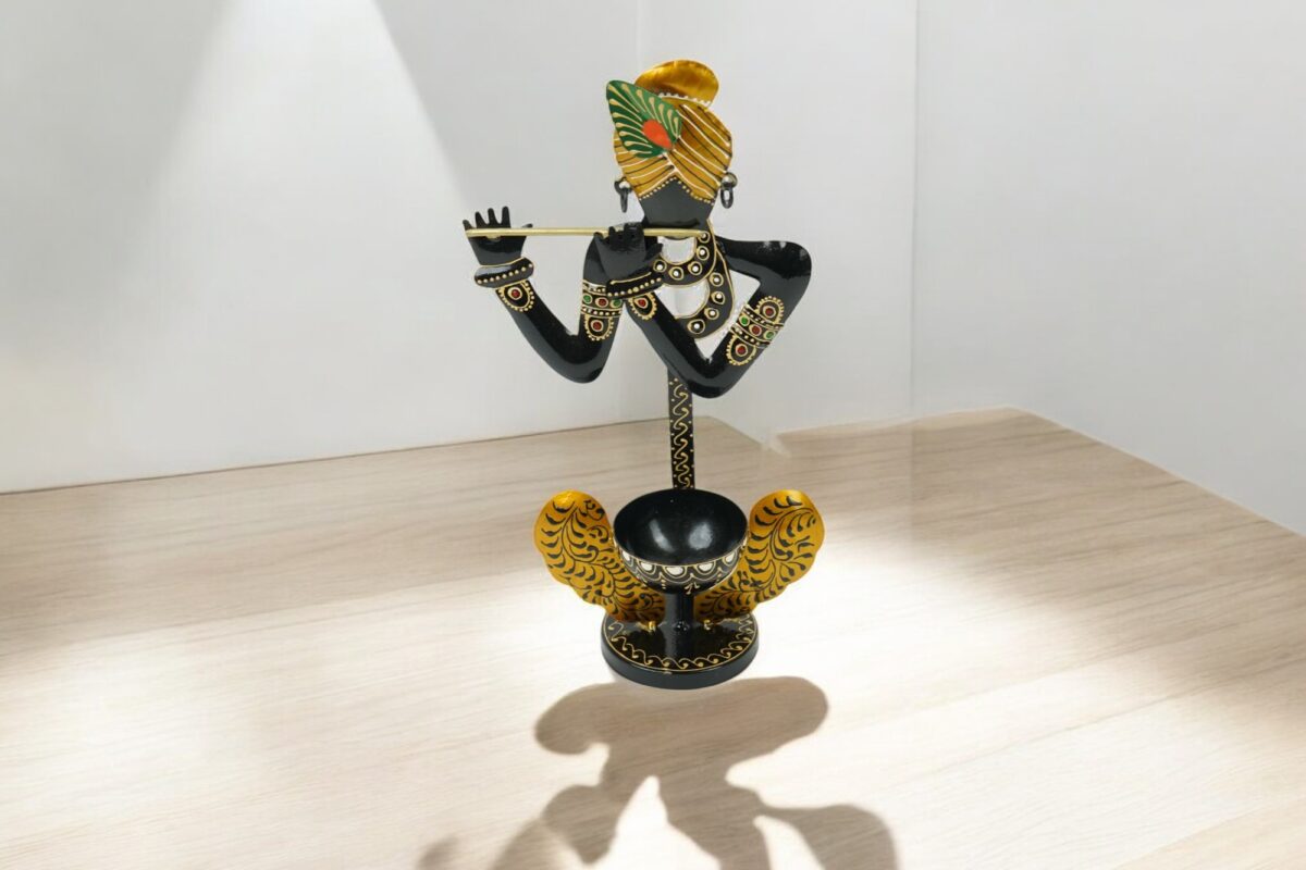 Iron Long Krishna T-Light 13 Inch (Yellow colour) - Image 3