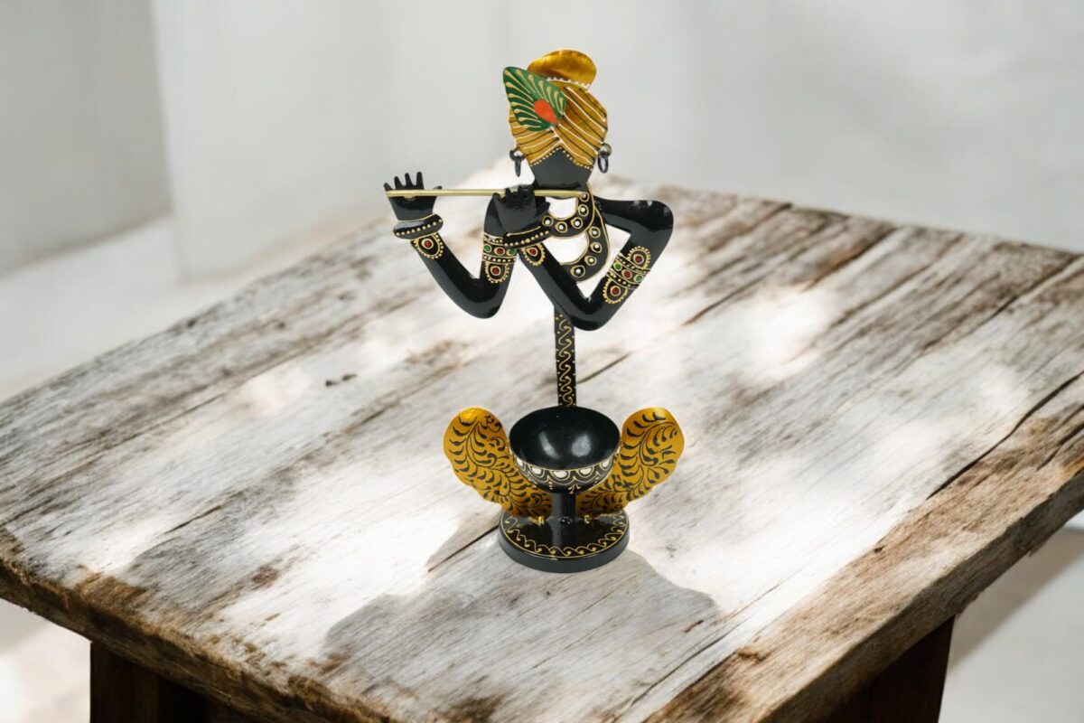 Iron Long Krishna T-Light 13 Inch (Yellow colour) - Image 2