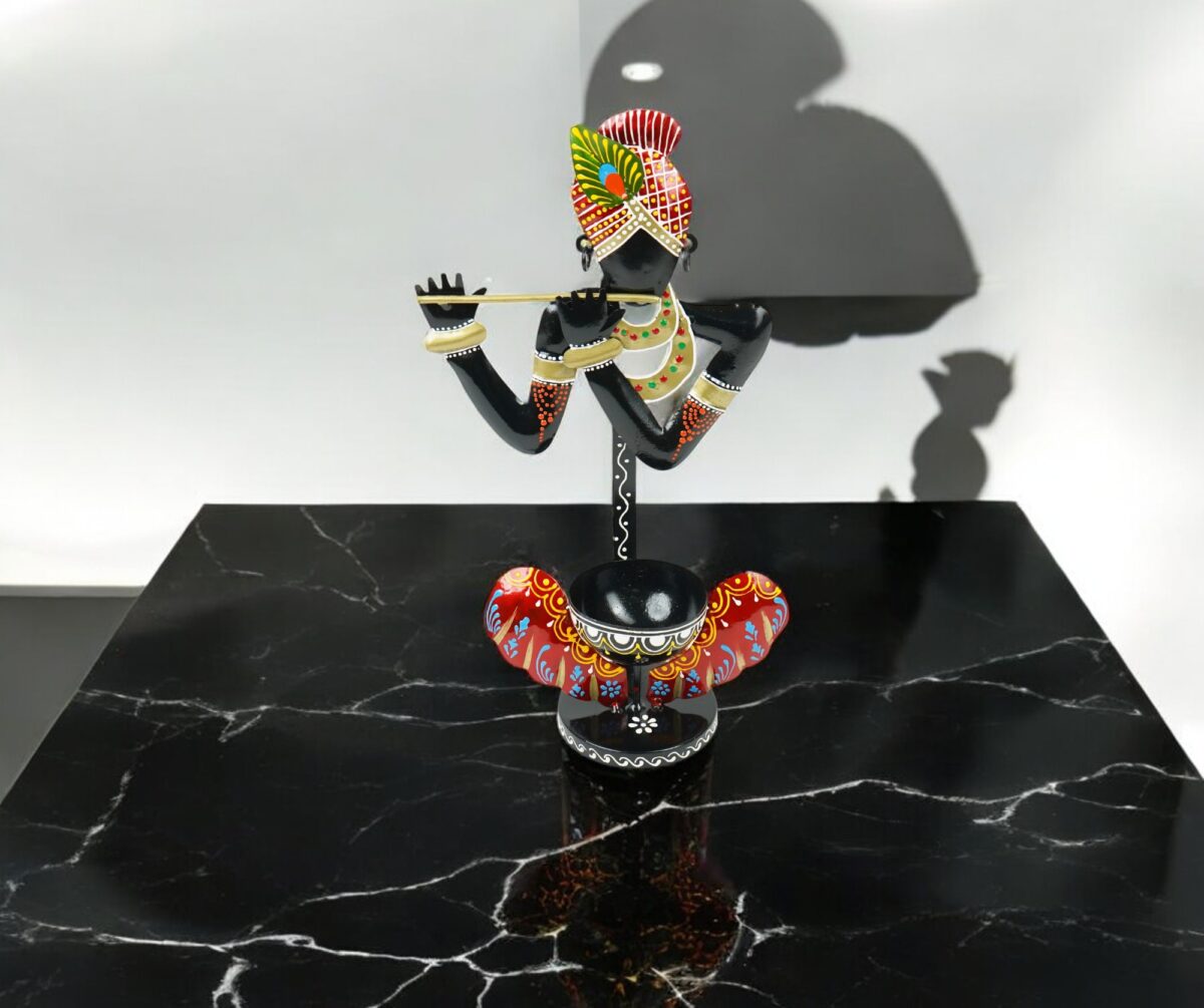 Iron Long Krishna T-Light 13 Inch (Red Colour) - Image 2
