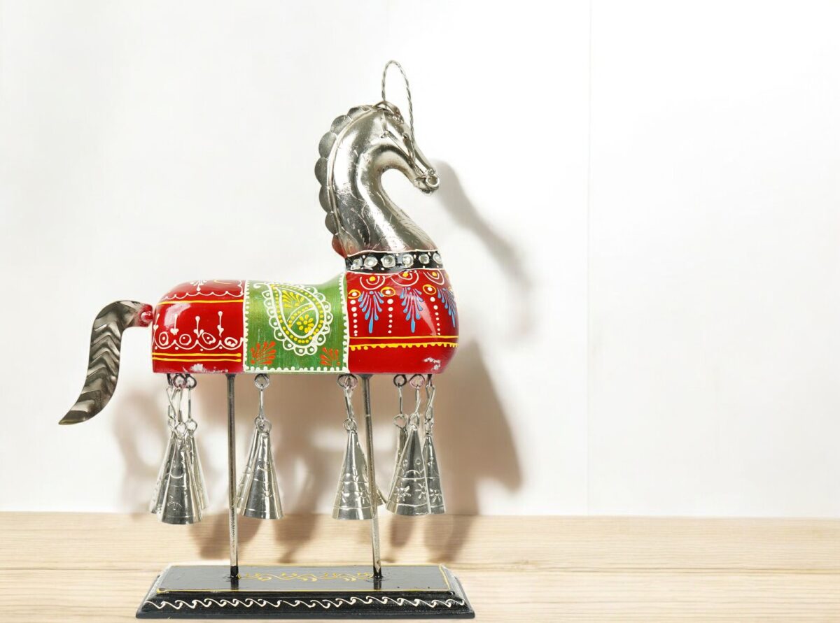 Colorful Indian Horse Figurines With Bells - Image 3