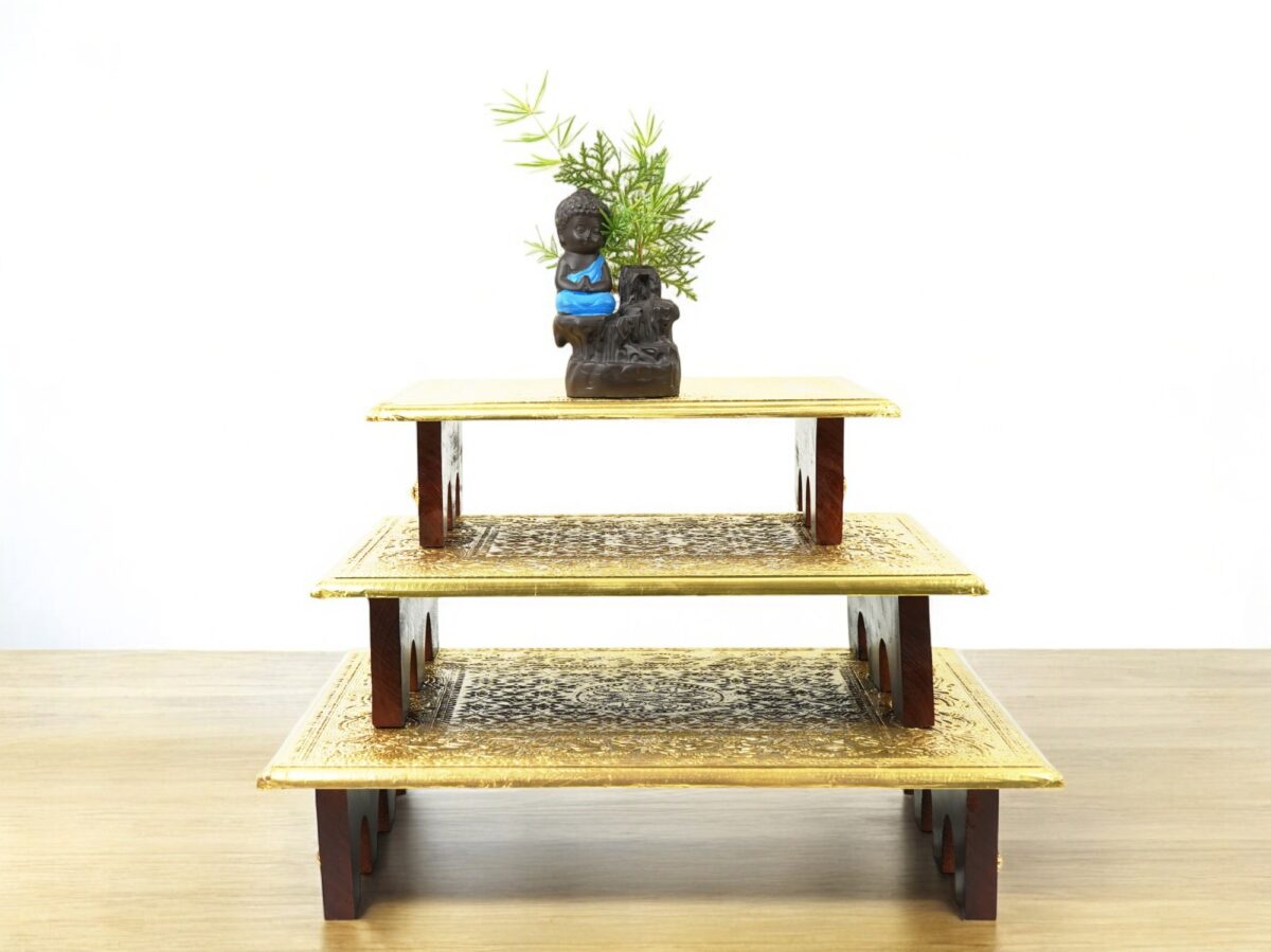 Brass Fitted Patla Set Of 3 - Image 2