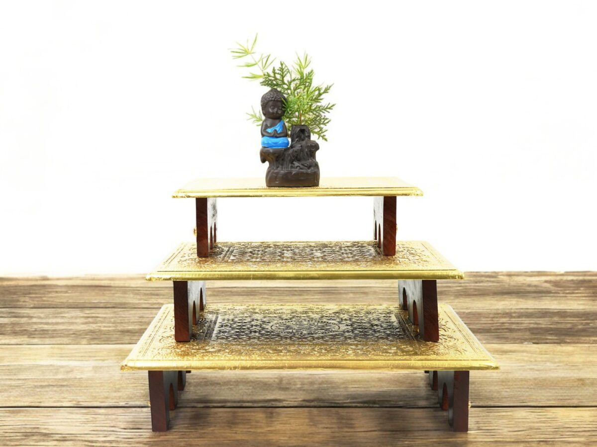 Brass Fitted Patla Set Of 3 - Image 3