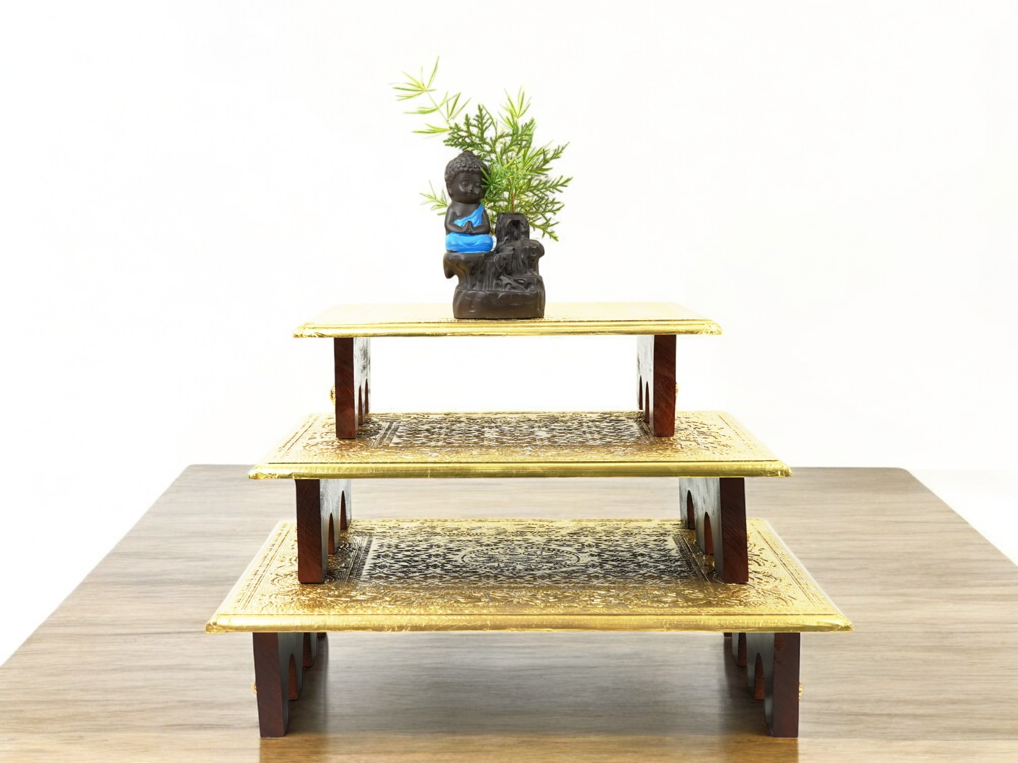 Brass Fitted Patla Set Of 3