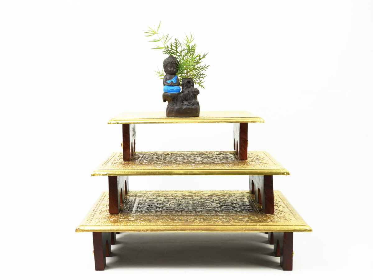 Brass Fitted Patla Set Of 3 - Image 4