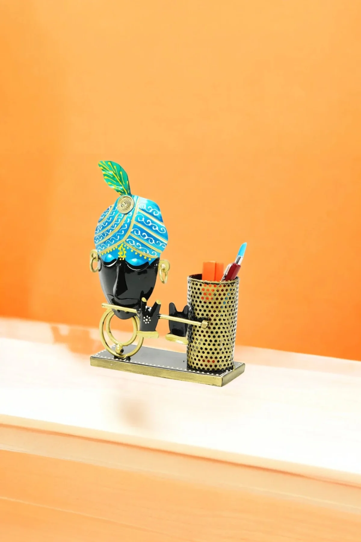 Iron Krishna Face Pen Stand - Image 3