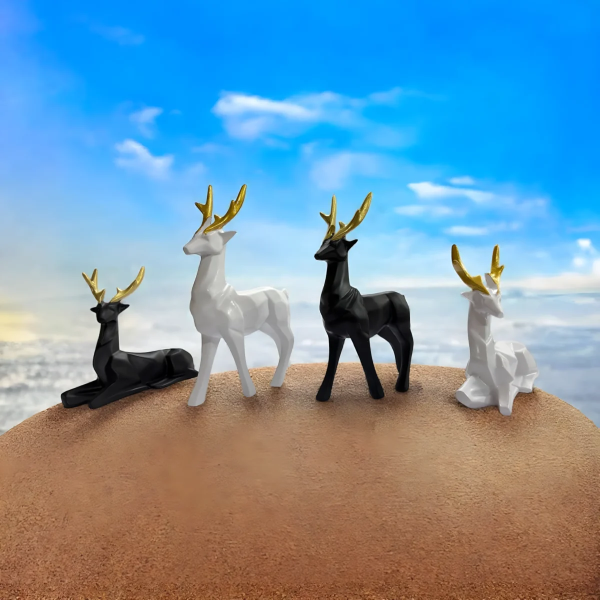 Black & White Deer Figurine Set of 2 - Image 4