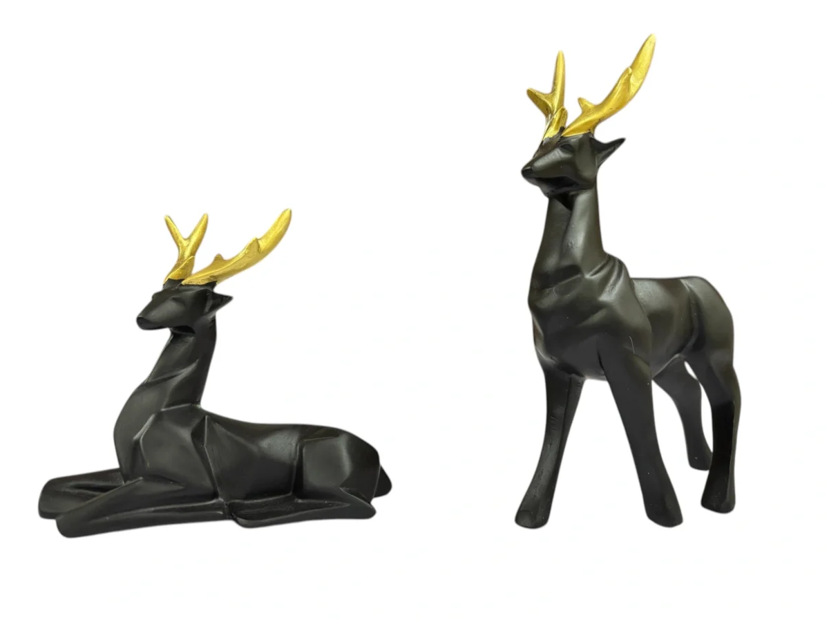 Black & White Deer Figurine Set of 2 - Image 5