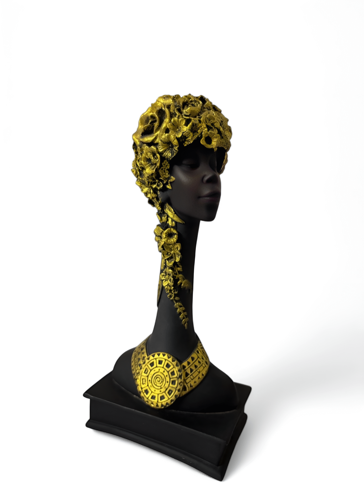 Elegant Black & Gold Lady Bust Sculpture - Image 2